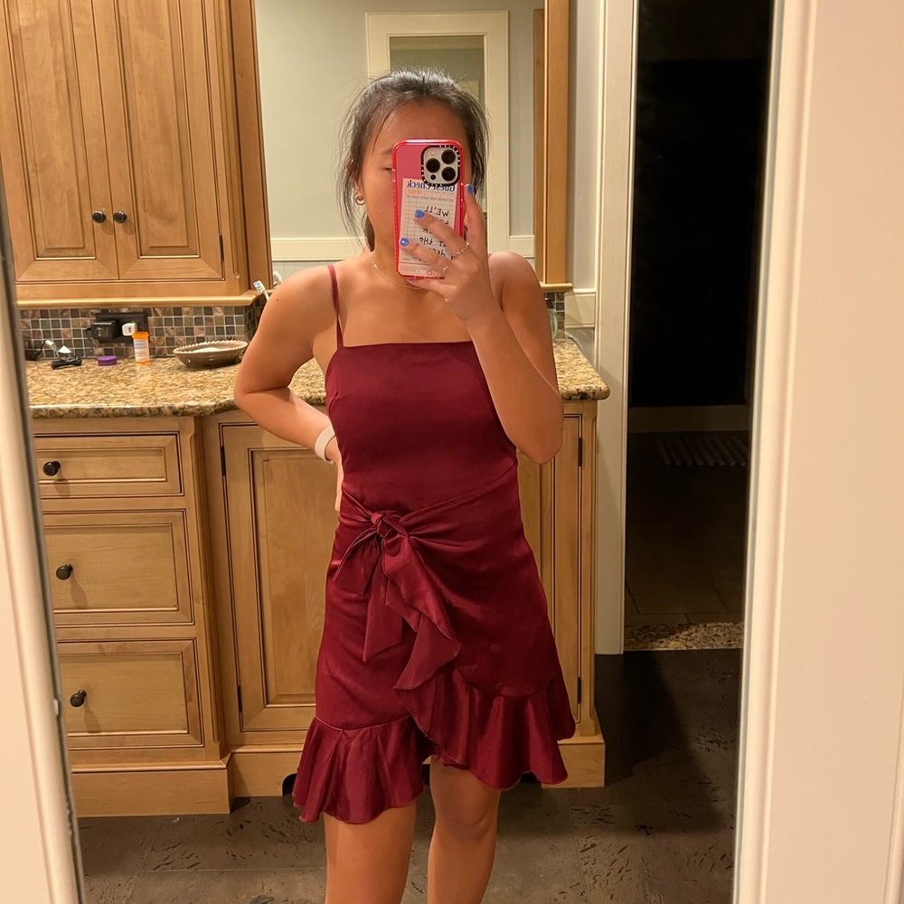 Maroon Princess Polly Wrap Dress